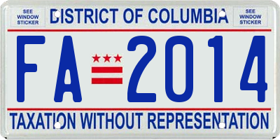 DC license plate FA2014