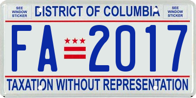 DC license plate FA2017