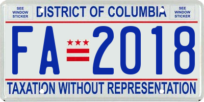 DC license plate FA2018