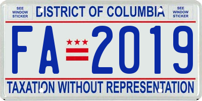 DC license plate FA2019