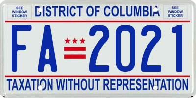 DC license plate FA2021