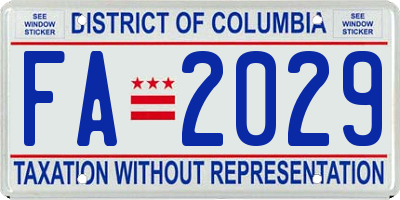 DC license plate FA2029