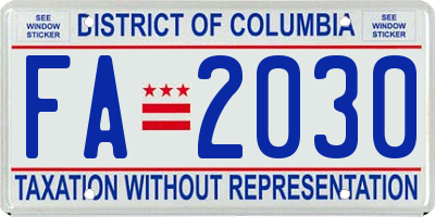 DC license plate FA2030