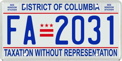 DC license plate FA2031