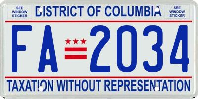 DC license plate FA2034