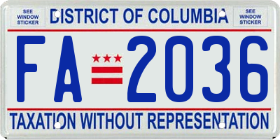 DC license plate FA2036