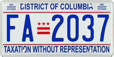 DC license plate FA2037