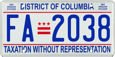 DC license plate FA2038