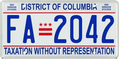 DC license plate FA2042