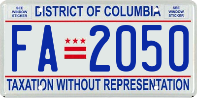 DC license plate FA2050