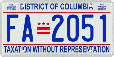 DC license plate FA2051