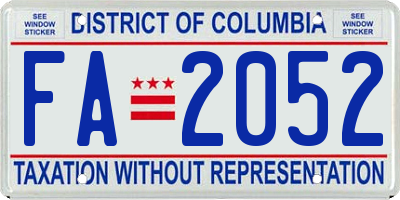 DC license plate FA2052