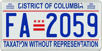 DC license plate FA2059