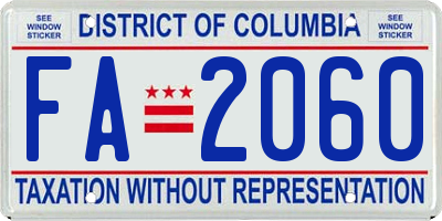 DC license plate FA2060