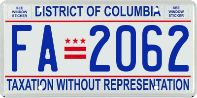 DC license plate FA2062