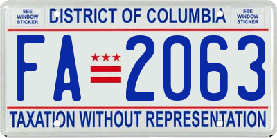 DC license plate FA2063