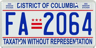 DC license plate FA2064