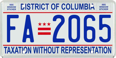 DC license plate FA2065