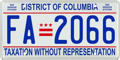 DC license plate FA2066