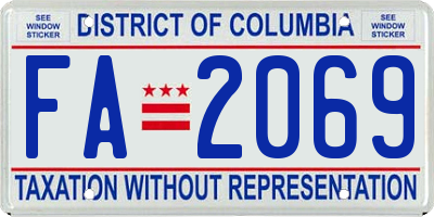 DC license plate FA2069