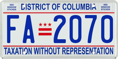 DC license plate FA2070