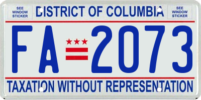 DC license plate FA2073