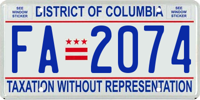 DC license plate FA2074