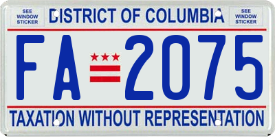 DC license plate FA2075