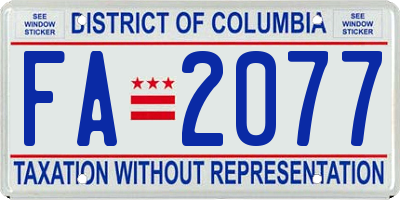 DC license plate FA2077