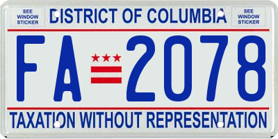 DC license plate FA2078