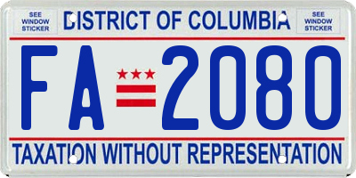 DC license plate FA2080