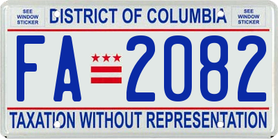 DC license plate FA2082