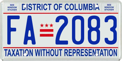 DC license plate FA2083