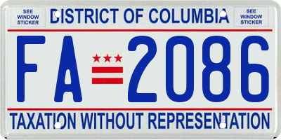 DC license plate FA2086