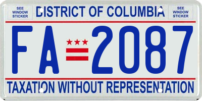 DC license plate FA2087