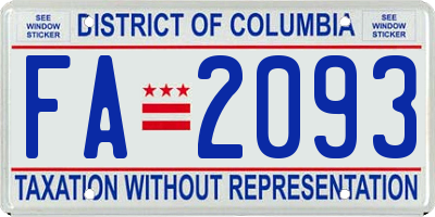 DC license plate FA2093