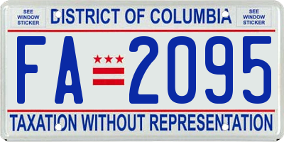 DC license plate FA2095