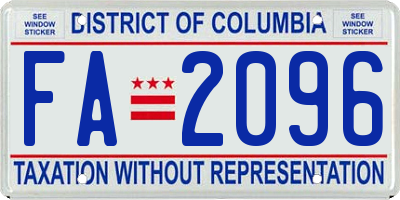 DC license plate FA2096