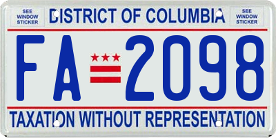 DC license plate FA2098