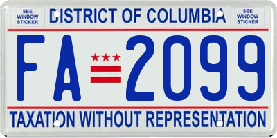 DC license plate FA2099