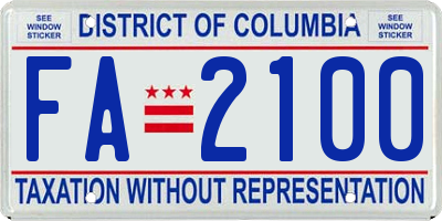 DC license plate FA2100