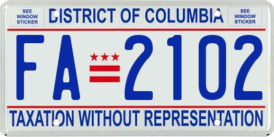 DC license plate FA2102