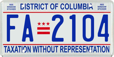 DC license plate FA2104