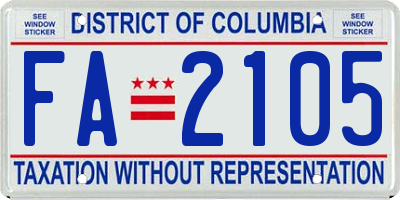 DC license plate FA2105