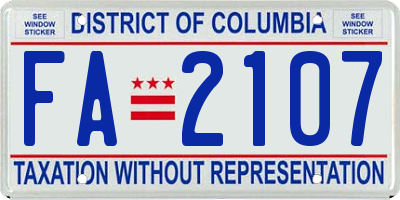 DC license plate FA2107