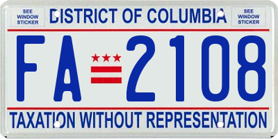 DC license plate FA2108