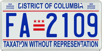 DC license plate FA2109