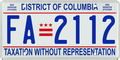 DC license plate FA2112