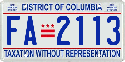 DC license plate FA2113