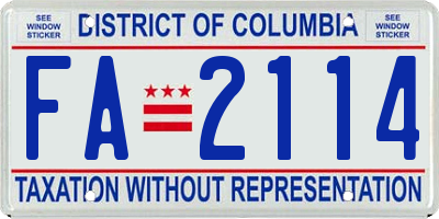 DC license plate FA2114